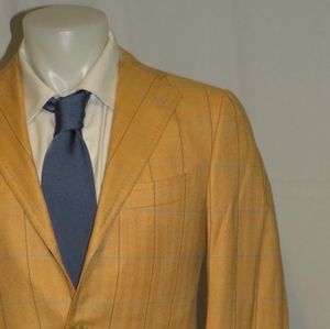Cesare Attolini Golden Orange Plaid Custom 100% Cashmere 3 Roll 2 Blazer 36R